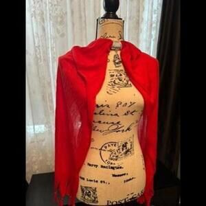 Festive Red Scarf with Jolly Santa Pendant - Holiday Season Accessory